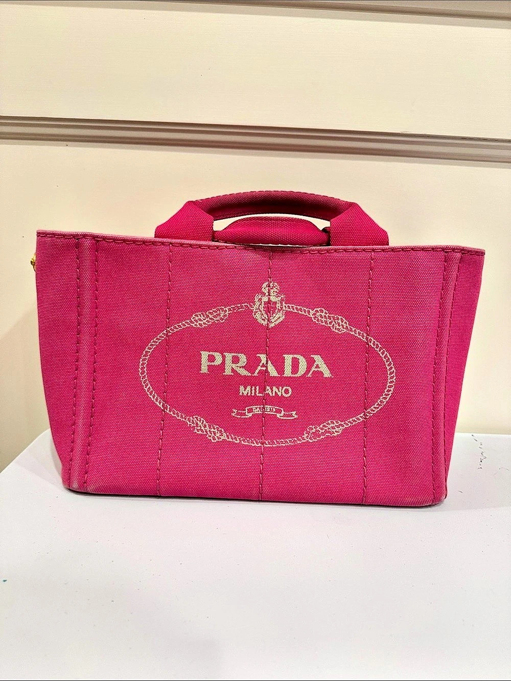 Prada Canapa Canvas Tote Pink